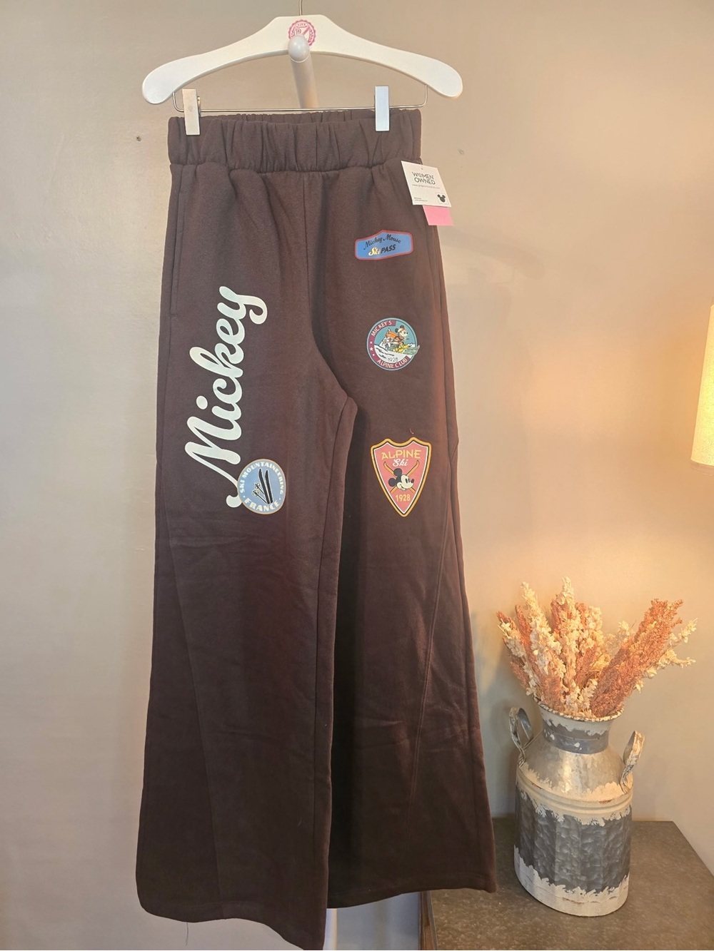 Mickey Brown Patch Lounge Pants XS NWT